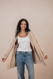 Women's French Terry Wrap Top in Almond