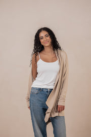 Women's French Terry Wrap Top in Almond