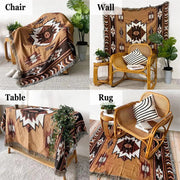 Sleepwyn Brown Reversible Woven Throw Blanket with Tassels
