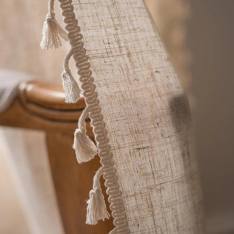 Sleepwyn Boho Tassel Cotton Linen Curtains Set (2pcs)