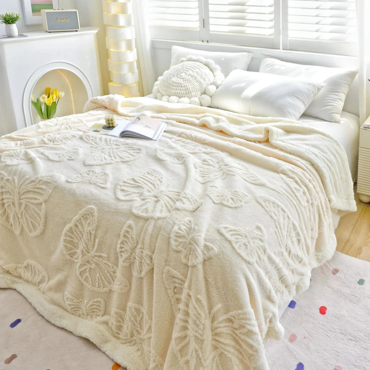 Sleepwyn Coral Butterfly Charm Fleece Flannel Blanket