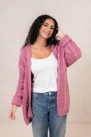 Cable Knit Cardigan in Apple Blossom