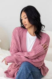 Cable Knit Cardigan in Apple Blossom
