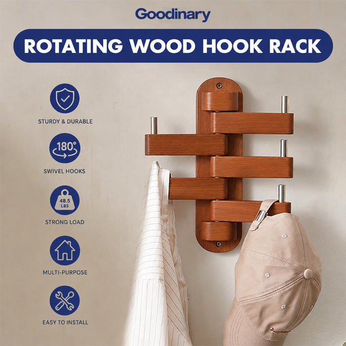 Sleepwyn Rotating Wood Hook Rack