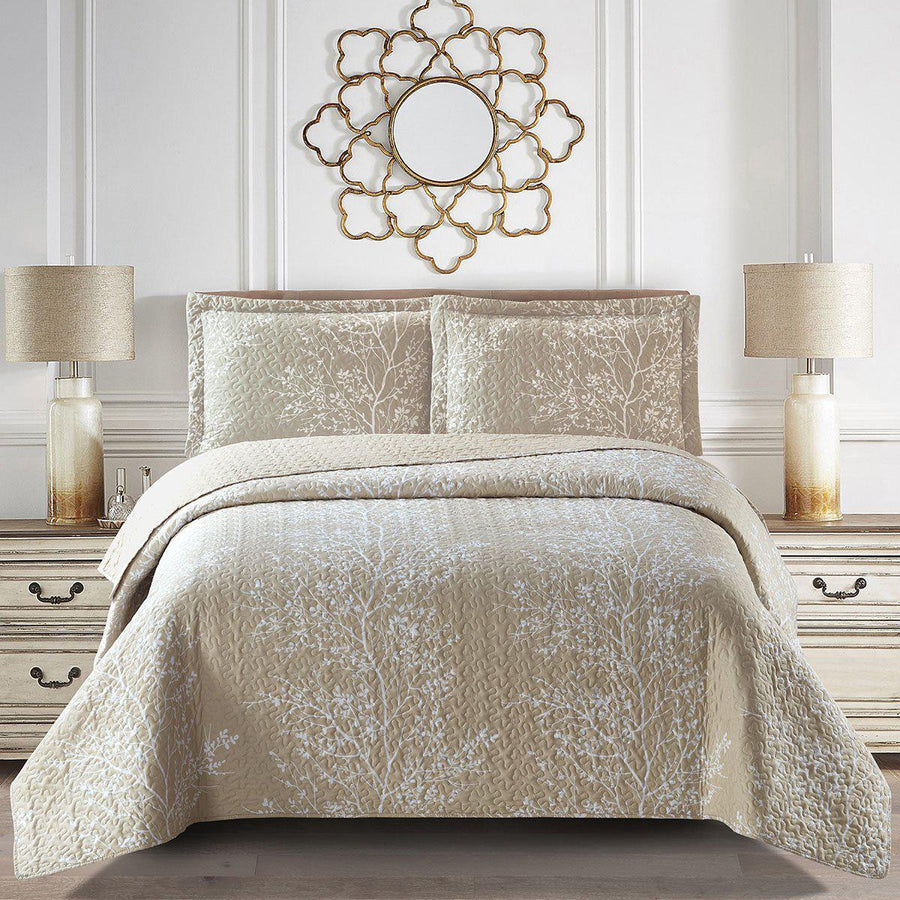 Odette Beige Quilt - Bedspread Set