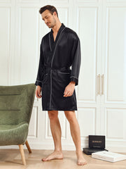 100% Mulberry Silk Classic Kimono Sleeve Men's Robe