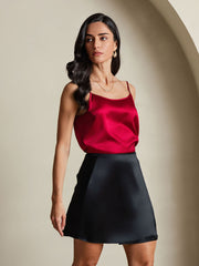 19Momme Silk A Line Wrap Mini Skirt with Tie Waist Design
