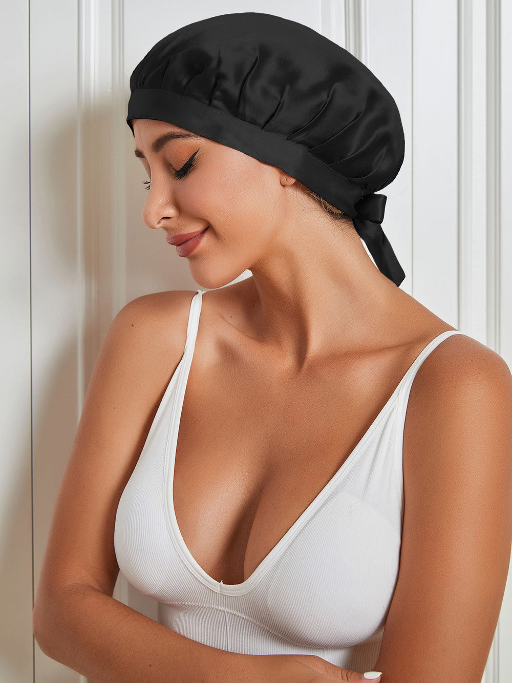 100% Mulberry Silk Sleep Cap for Hair Protection, Anti-Frizz Night Bonnet