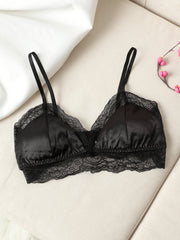 100% Mulberry Silk Lace Trimmed Bra with Adjustable Straps