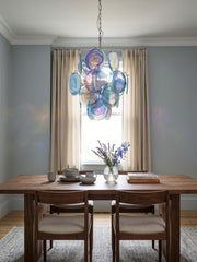 Blue Disc Glass Chandelier