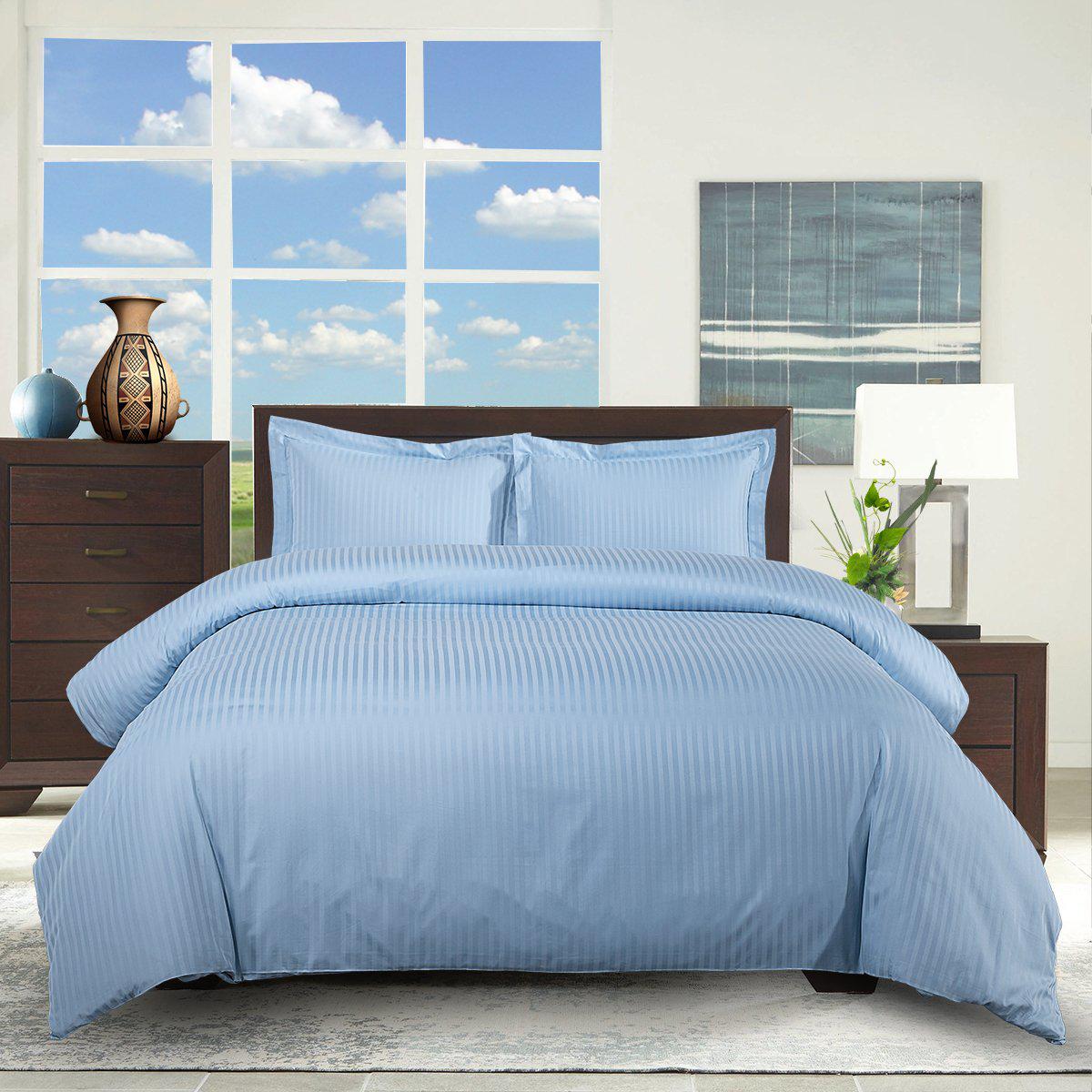 100% Cotton Duvet Cover Set Damask Stripe
