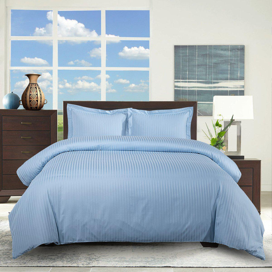 100% Cotton Duvet Cover Set Damask Stripe