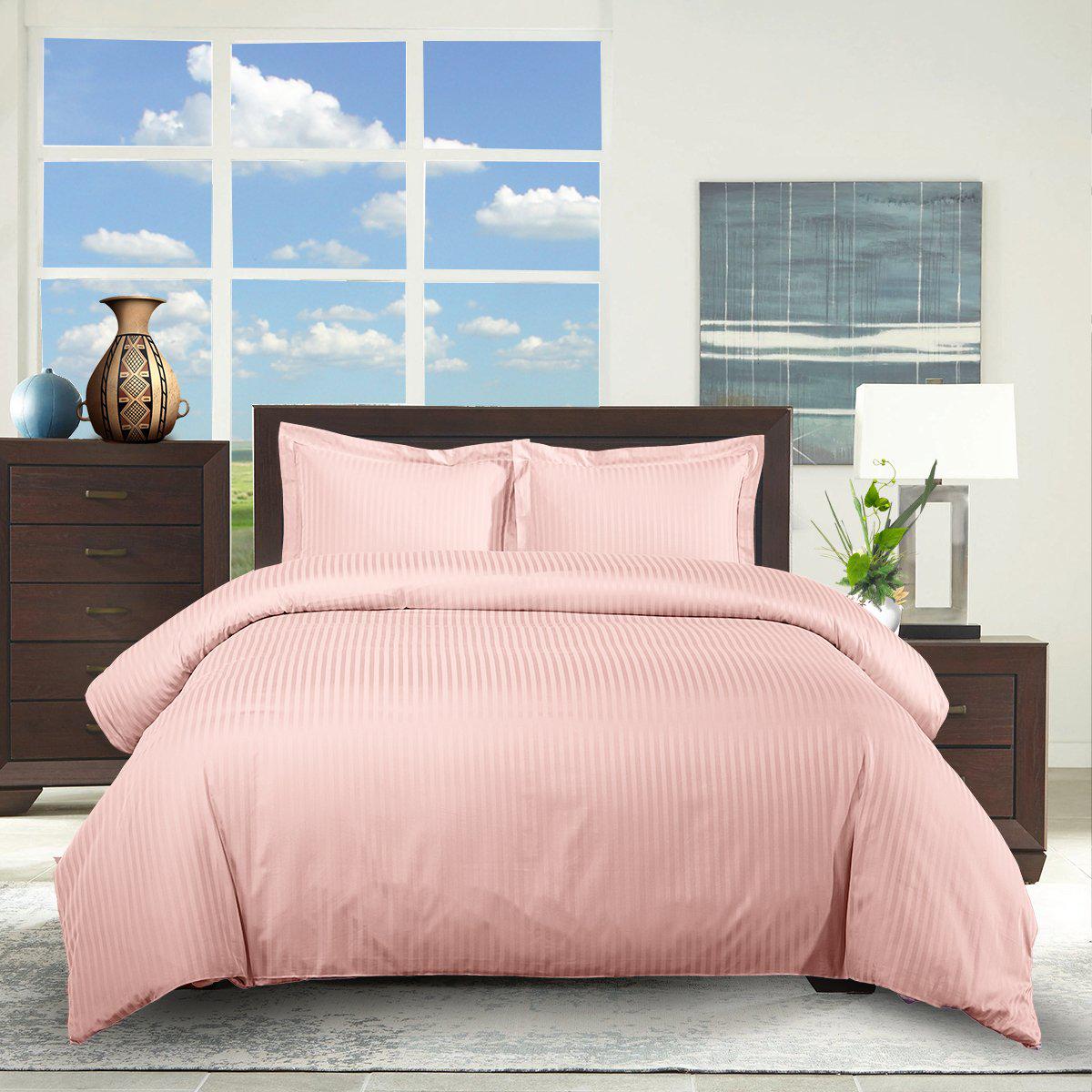 100% Cotton Duvet Cover Set Damask Stripe