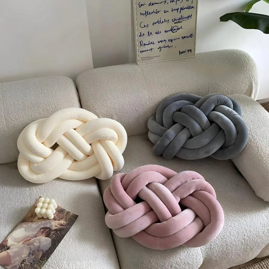 Sleepwyn Modern Plush Velvet Knotted Throw Pillow