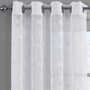 Brook Embroidered Grommet Top Sheer Window Curtain Pair (Set of 2)