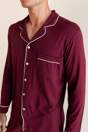 Men's Long Sleeve Pajama Set in Burgundy