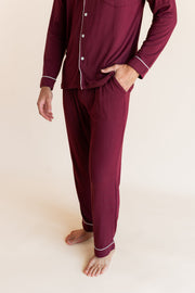 Men's Long Sleeve Pajama Set in Burgundy