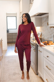 Women's Jogger Pajama Set in Burgundy
