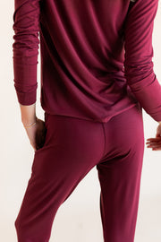 Women's Jogger Pajama Set in Burgundy