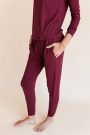 Women's Jogger Pajama Set in Burgundy