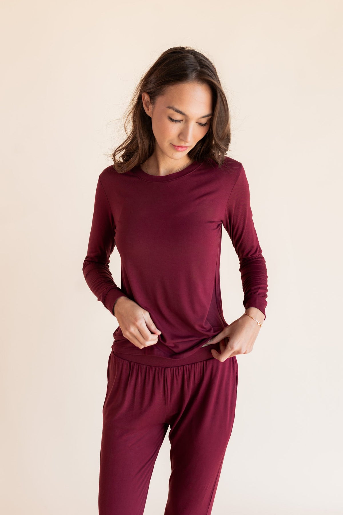 Women's Jogger Pajama Set in Burgundy