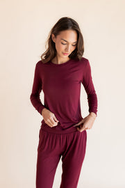 Women's Jogger Pajama Set in Burgundy