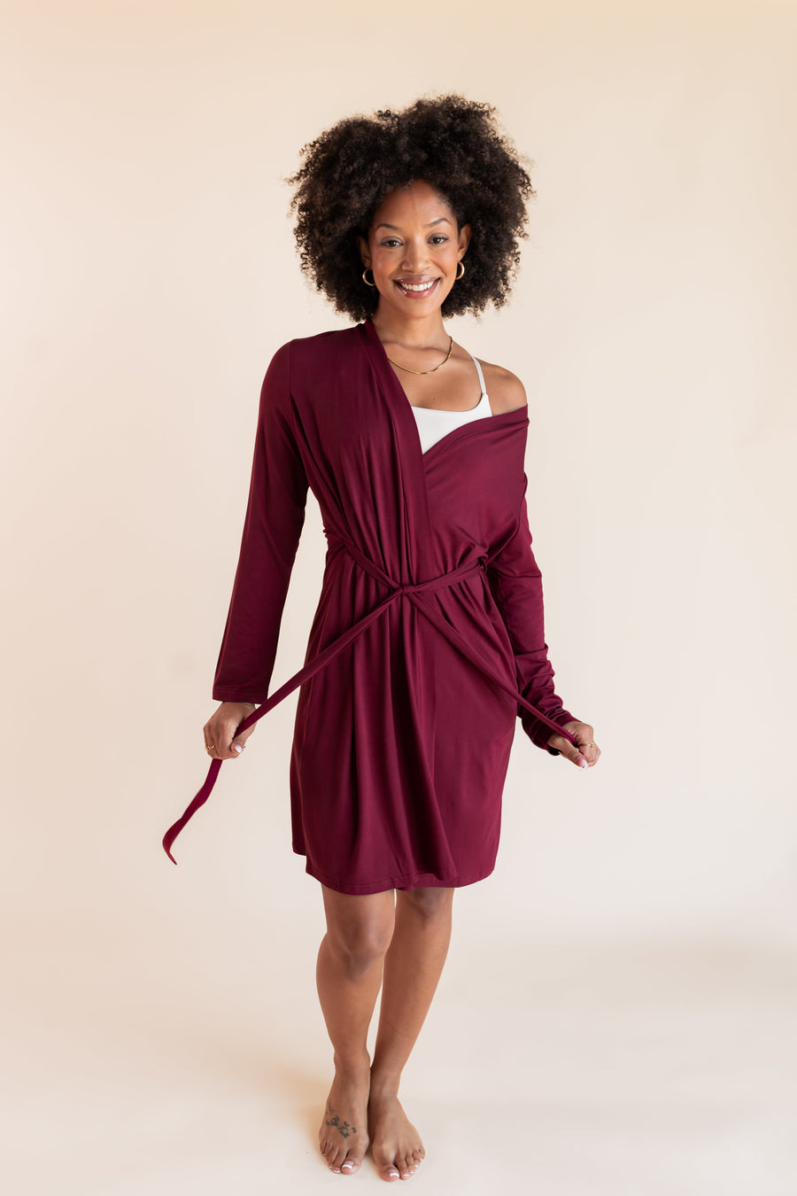 Women's Lounge Robe in Burgundy