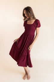 Women’s Smocked Dress in Burgundy