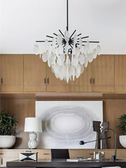 Cascading Selenite Disc Chandelier
