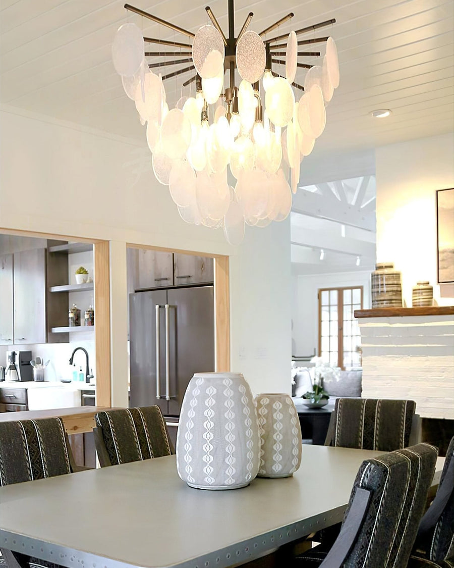 Cascading Selenite Disc Chandelier