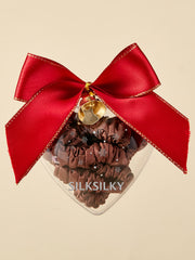 3Pcs 100% Mulberry Silk Holiday Skinny Hair Scrunchie Ornament - 1cm