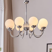 Curved Arm Chrome Globe Chandelier