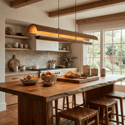 Curved Wood Linear Pendant Light