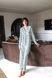 Long-Sleeved Women's Pajama Set in Dew Mahjong