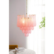 Pink Glass Droplet Chandelier