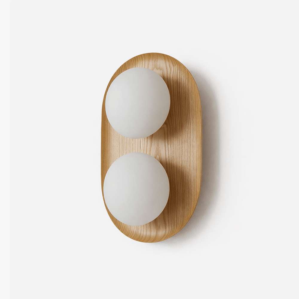 Duo Orb Wood Wall Lamp