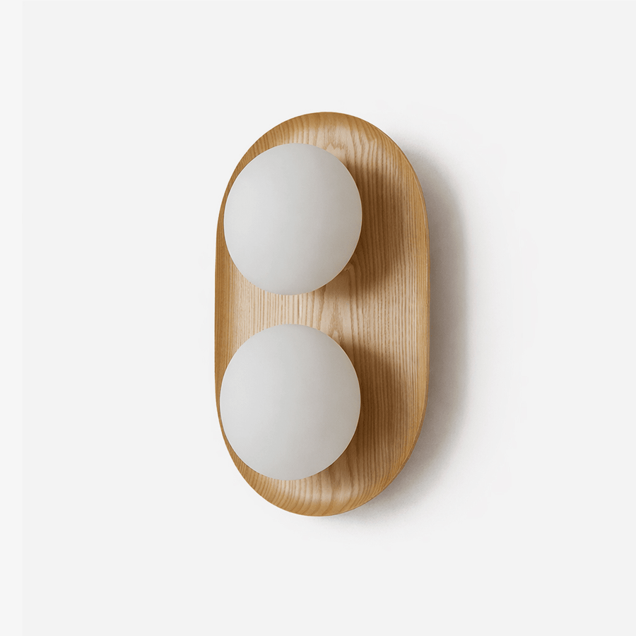 Duo Orb Wood Wall Lamp