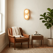 Duo Orb Wood Wall Lamp
