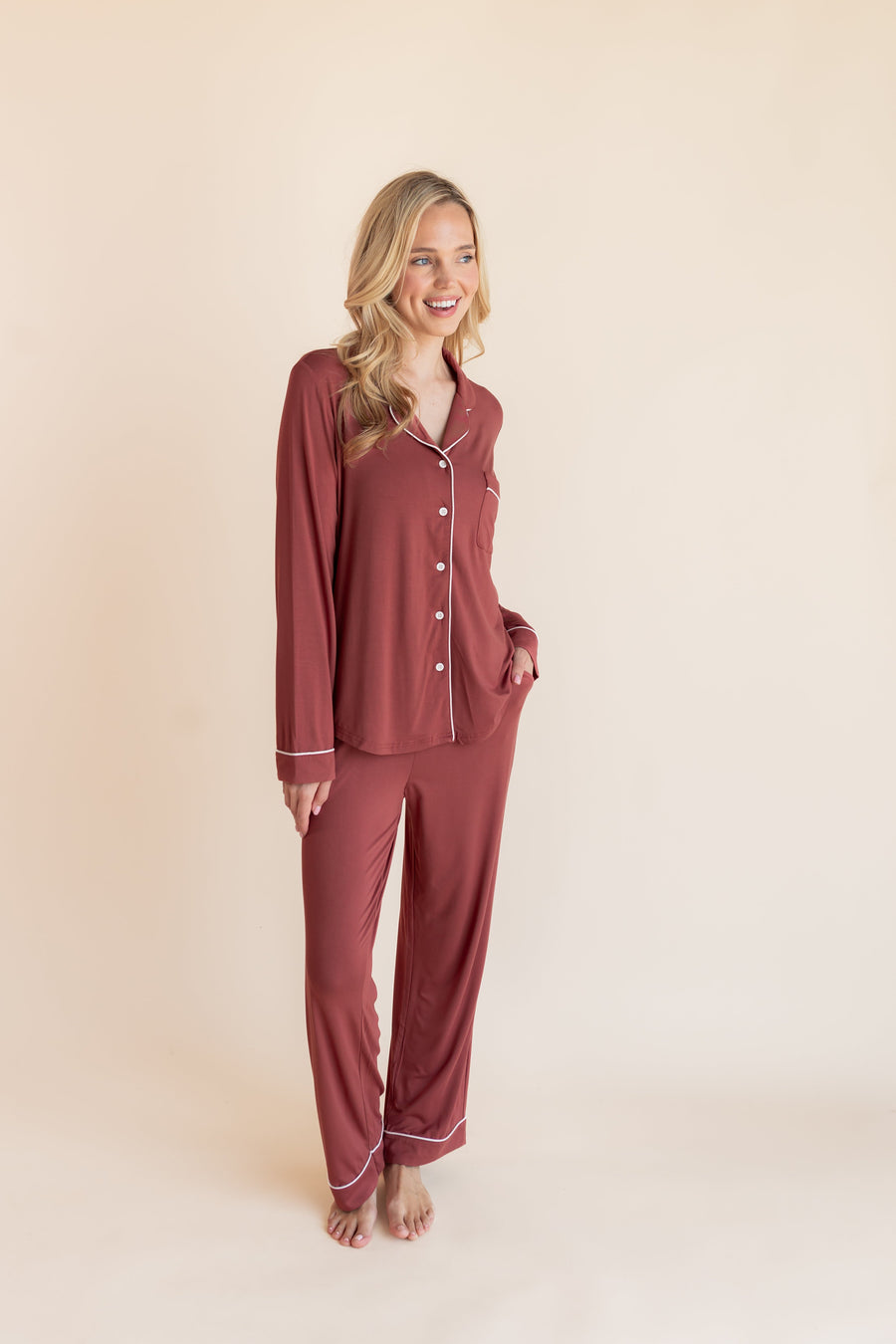 Long-Sleeved Women's Pajama Set in Ember