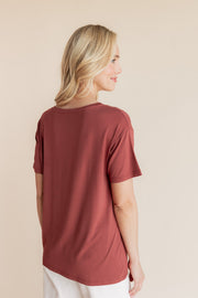 Women's Oversized V-Neck Tee in Ember