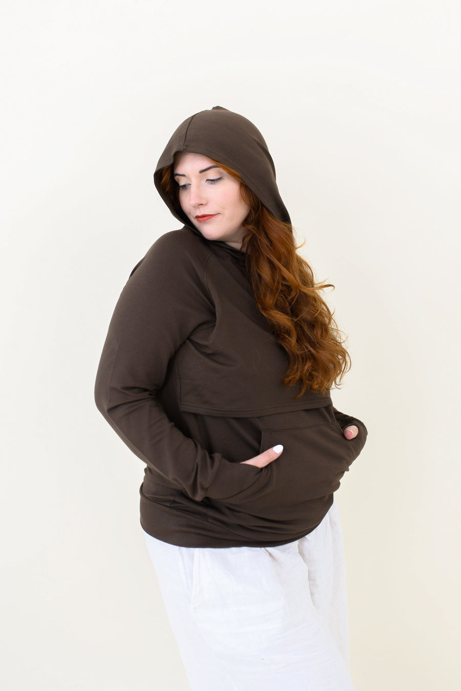 Women's French Terry Nursing Hoodie in Espresso