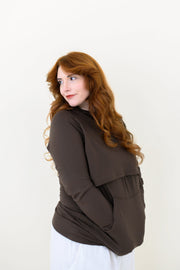 Women's French Terry Nursing Hoodie in Espresso