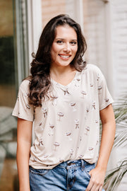 Women's Oversized V-Neck Tee in Espresso Martini