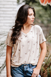 Women's Oversized V-Neck Tee in Espresso Martini