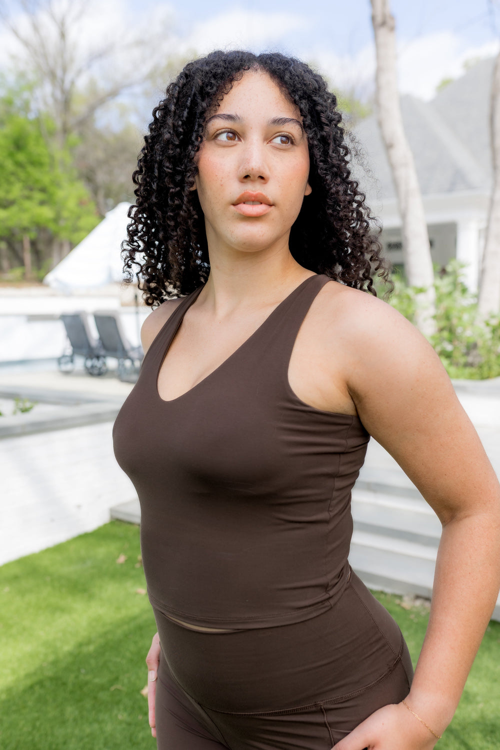 Bamboo Flex Bra Tank in Espresso