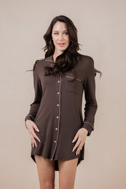 Long Sleeve Women’s Nightshirt in Espresso