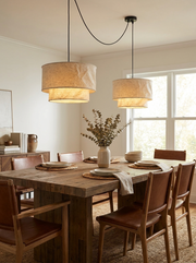 Flax Linen Drum Pendant Lamp