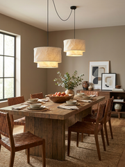 Flax Linen Drum Pendant Lamp
