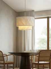 Flax Linen Drum Pendant Lamp