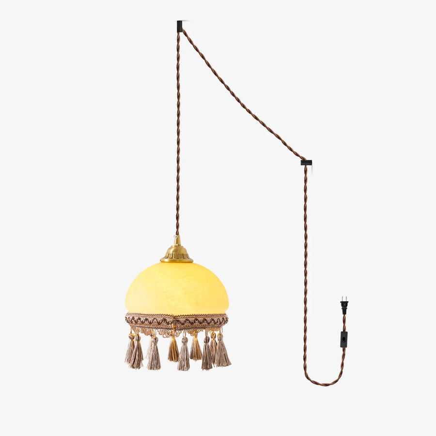 French Tassels Brass Pendant Swag Light